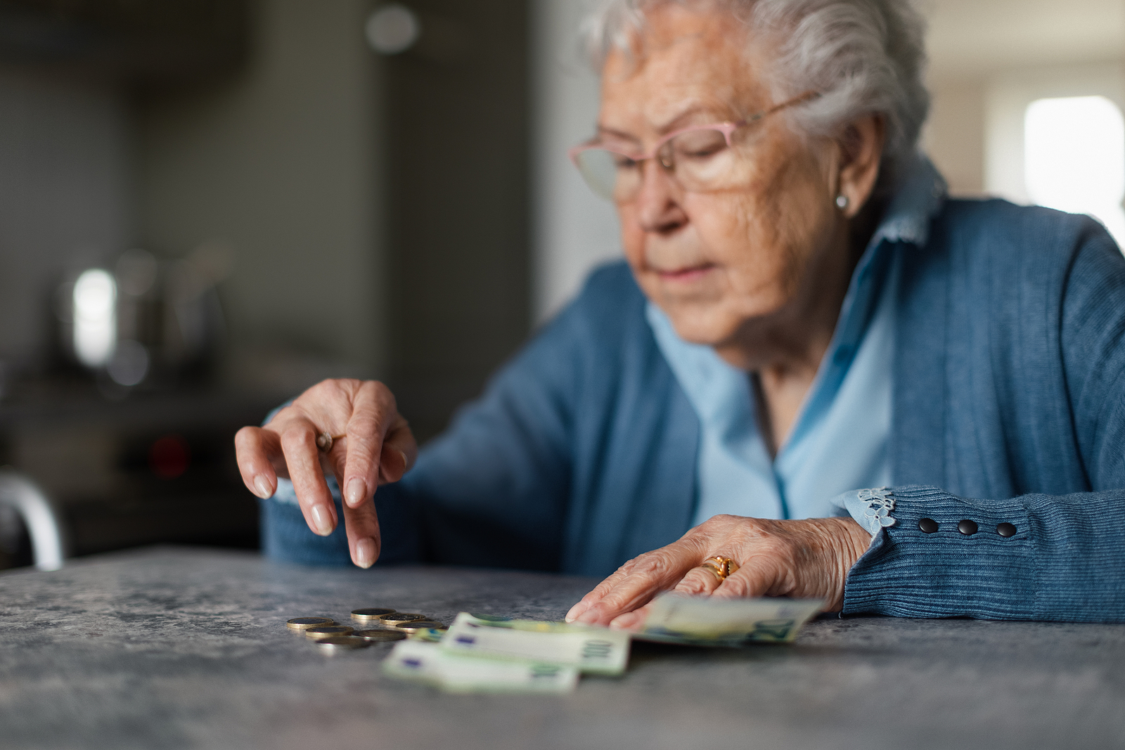 counting her money